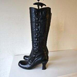 Miz Mooz Black Leather Victorian-Style Tall Boots 7